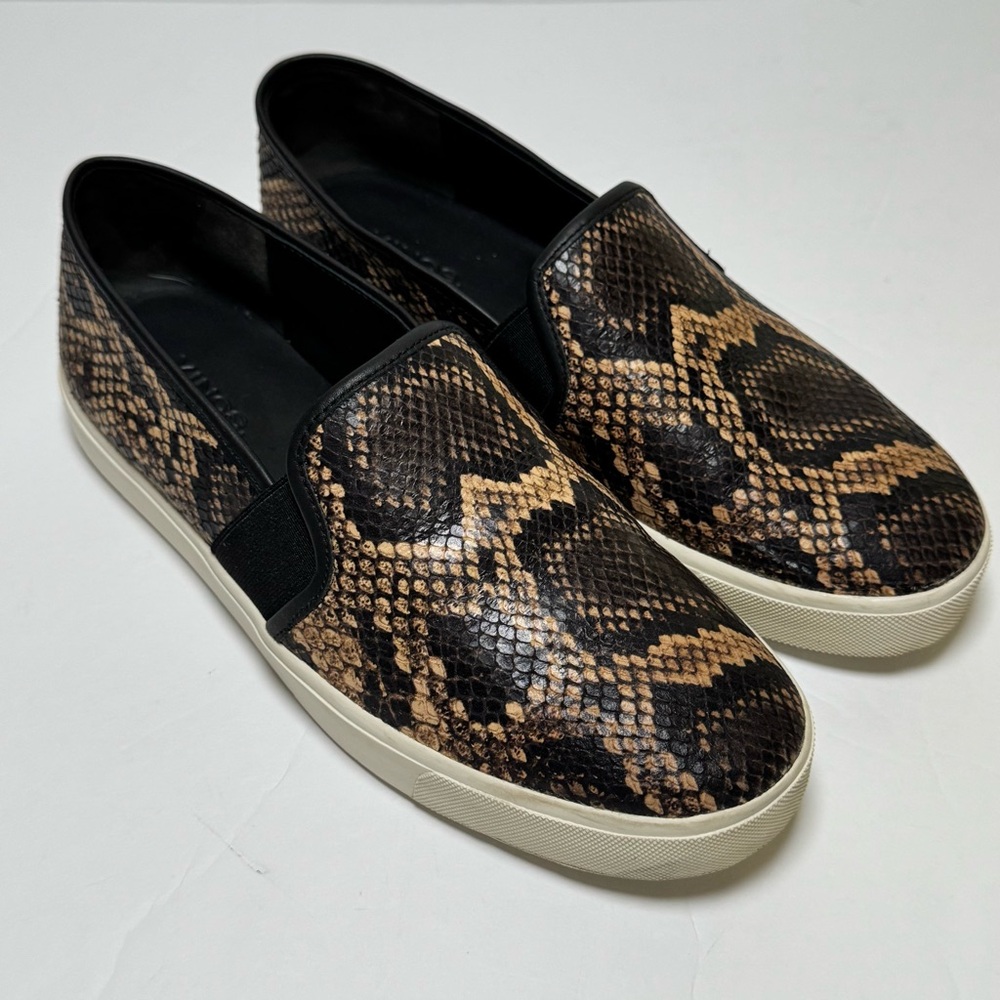 Vince Women's Blair-5 Slip On Sneakers in Snakeskin Embossed Leather | Size 7.5